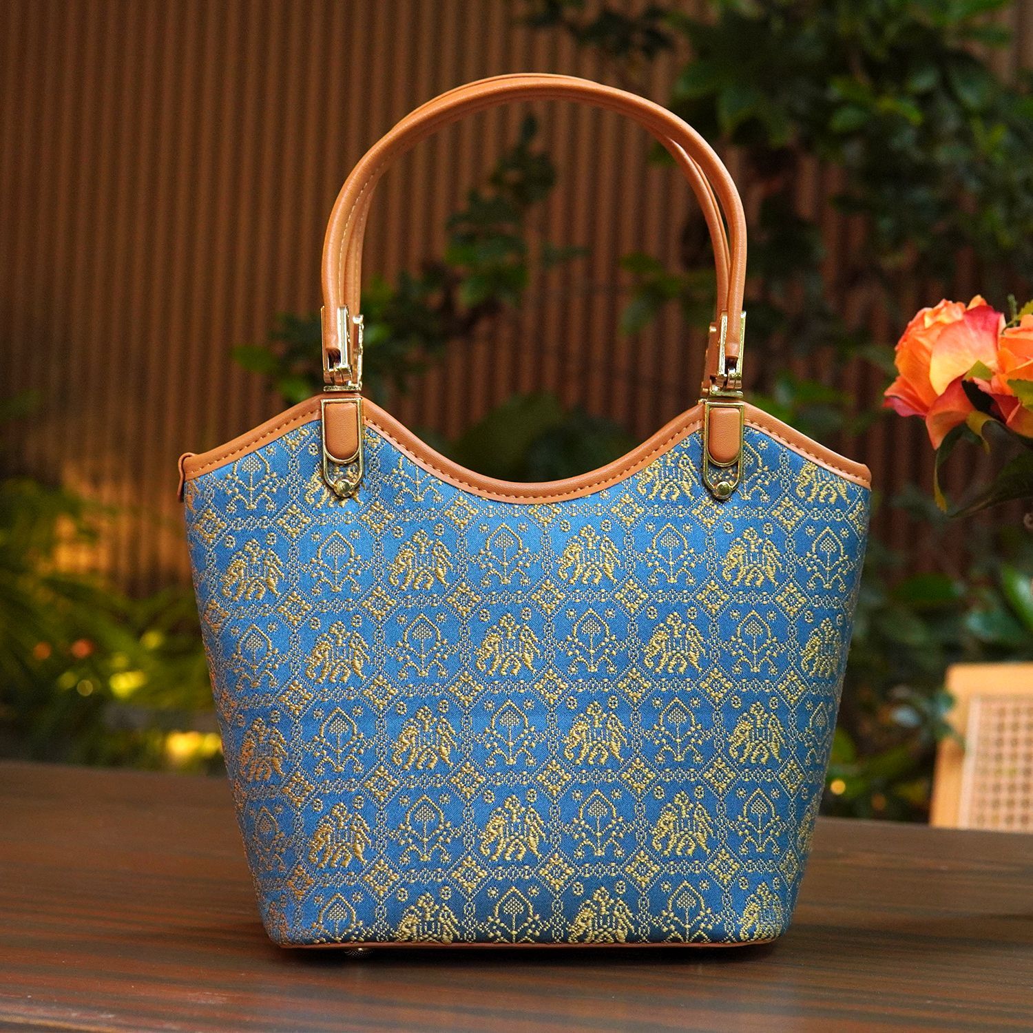 “Myriad Patterns” Blue Brocade Bag | Guangxi Heritage | Gift Box Included