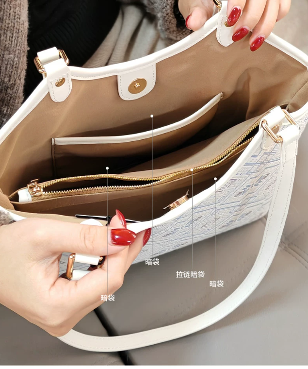 Silver White Butterfly Tote Bag | Zhuang Brocade | Handwoven | Butterfly Pattern - 图片 4