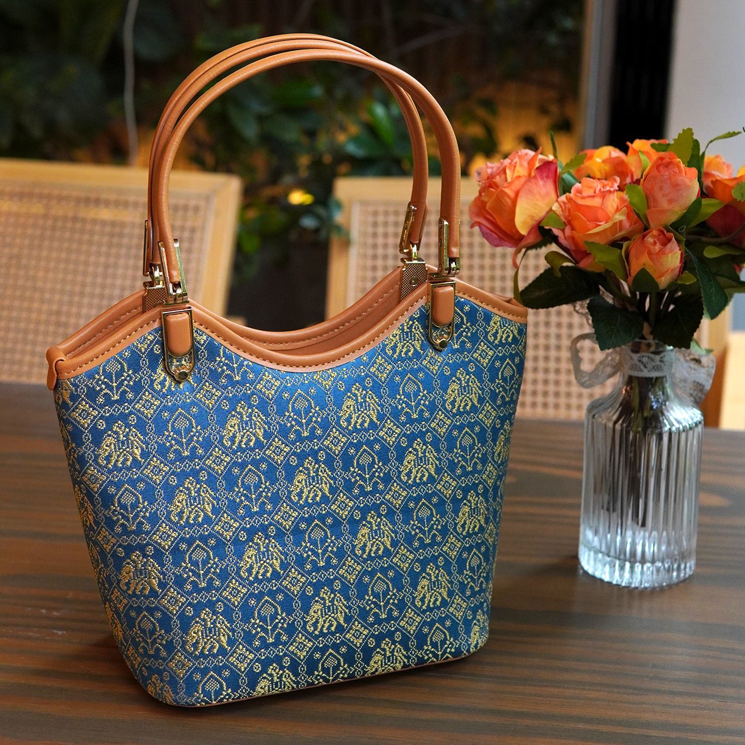 “Myriad Patterns” Blue Brocade Bag | Guangxi Heritage | Gift Box Included - 图片 5