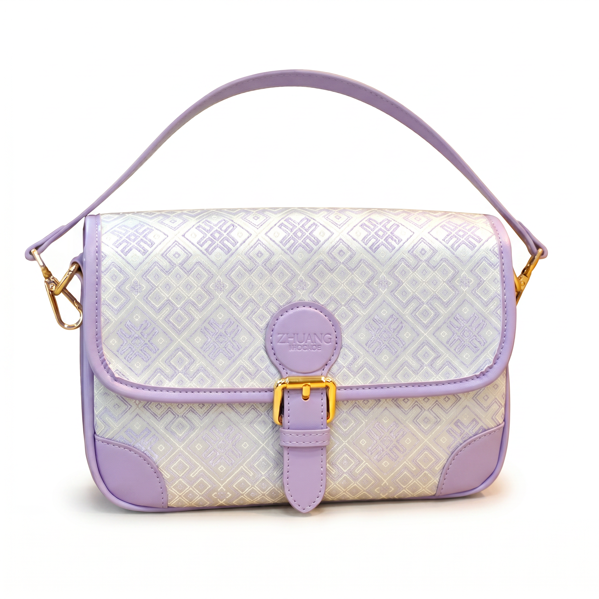 Purple Baguette Bag, Zhuang Brocade, Chinese Ethnic Craft, Handmade, Festival Gift - 图片 2