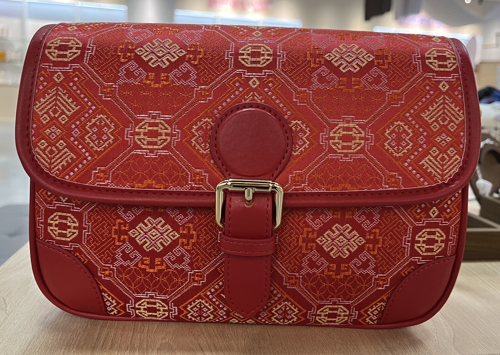Gold Jade Full Hall Baguette Bag | Zhuang Brocade Artisan Bag