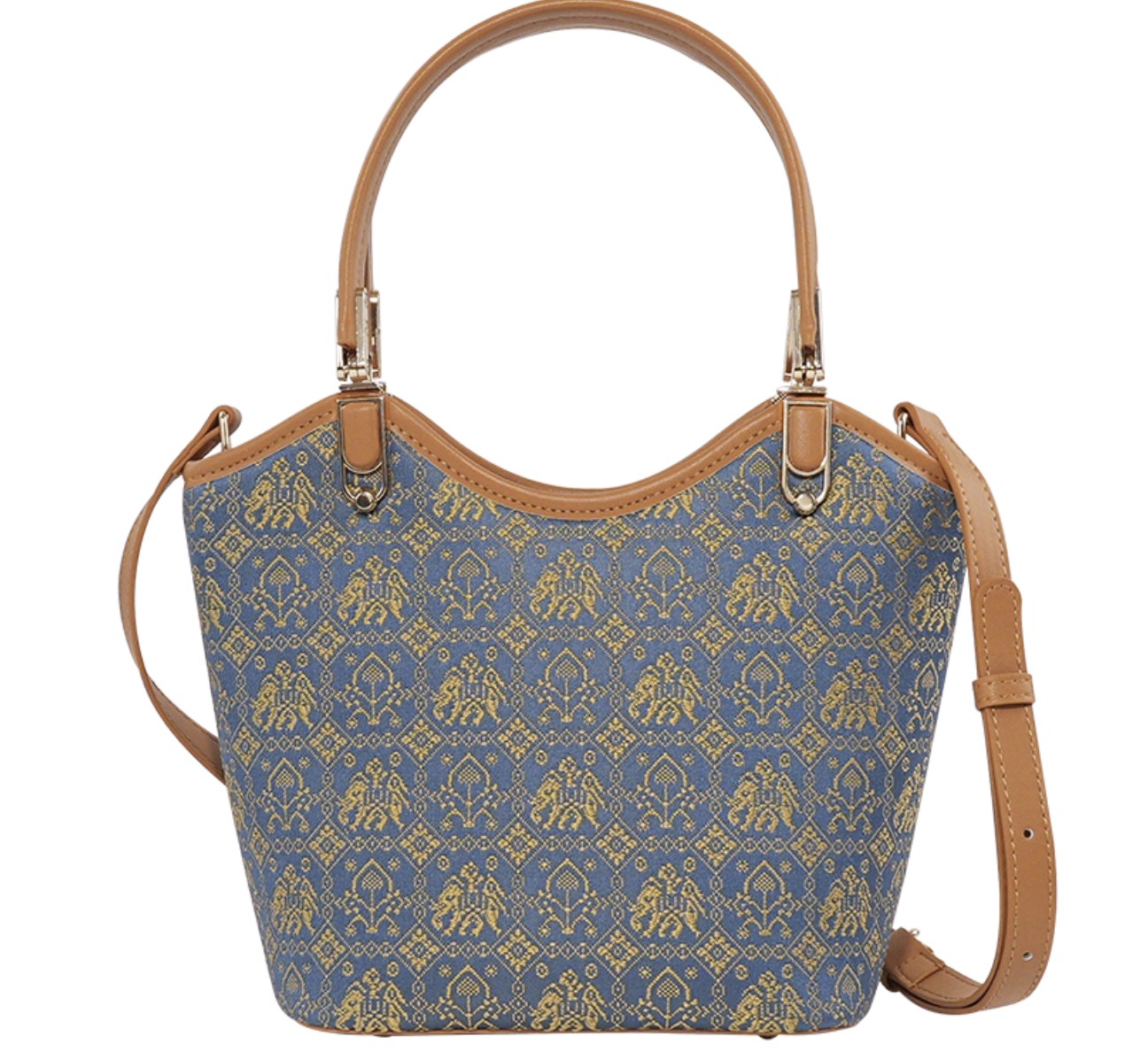 Royal Blue Myriad Pattern Basket Bag | Zhuang Brocade Artisan Bag